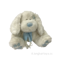 Coniglio paffuto peluche con sciarpa blu rosa